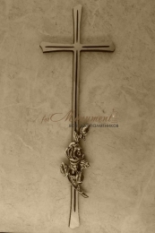 Крест из латунного сплава 420 мм православный с цветком, арт. 32 